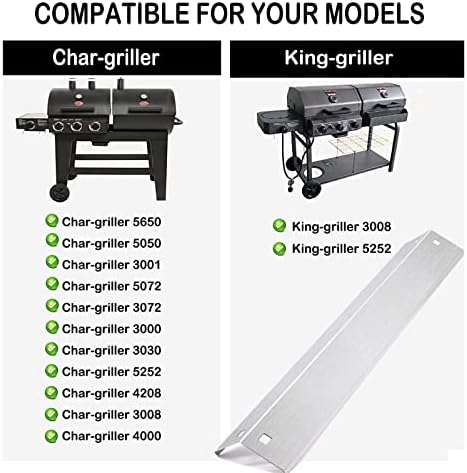 Grill Parts for Char-griller Replacement Parts, Chargriller 5050, 5650, 3001, 3072, 5072, 3030, 3008, 5252, 3000, 4000, King-griller 3008, 5252, Heat Plate, Burner Tubes, Ignitor, Hanger Brackets.