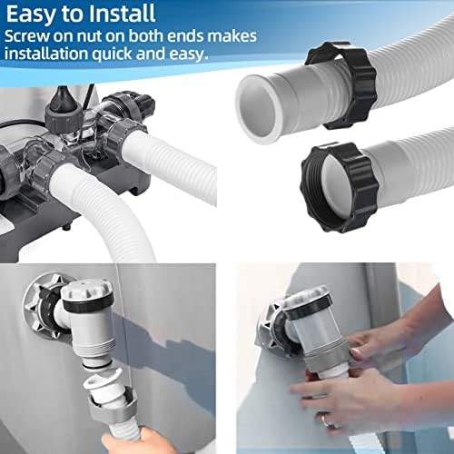 1.5" Pool Pump Hose for Coleman Intex, 1.5 inch Pool Hoses for Above Ground Pools 29060E Pool Filter Hoses for Sand Filter Pumps & Saltwater Systems, 59" Long Replacement Hoses (2 Pack)