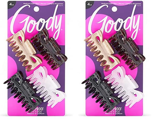 Goody SlideProof Square Claw Clips - 2 Ct, Black & Tortoise Shell, Secure Grip Hair Styling Accessories for Women & Men, All Hair Types