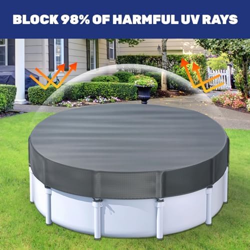 10 ft Round Pool Cover for Metal Frame Above Ground Pools, Winter Pool Cover - Upgraded Windproof Design Compatible with Intex/Bestway Frame Above Ground Outdoor Swimming Pool (Black)