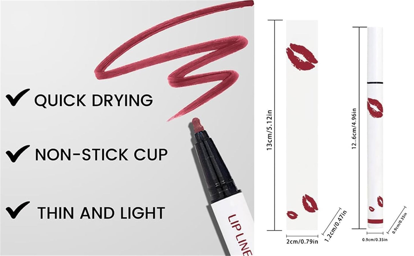 Anokia Longwear Liquid Lip Liner, Cool Story Lip Liner Liquid, Benighty Liquid Lip Liner, 2-in-1 Waterproof Long-Lasting Matte Liquid Lipstick for Women (02#, 0.6ml)