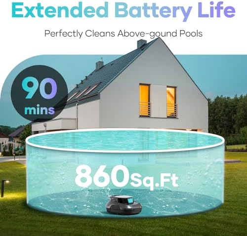 AIPER Cordless Automatic Cleaner, Pool Vacuum with Auto- Parking, Lightweight, Ideal for Above Ground Flat Pool up to 860 sq.ft.