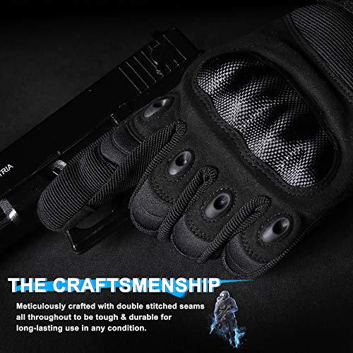 WTACTFUL Touchscreen Motorcycle Tactical Gloves for Men for Airsoft Paintball Cycling Motorbike MTB Bike ATV Hunting Hiking Riding Work Outdoor Sport Work Gloves Black Small