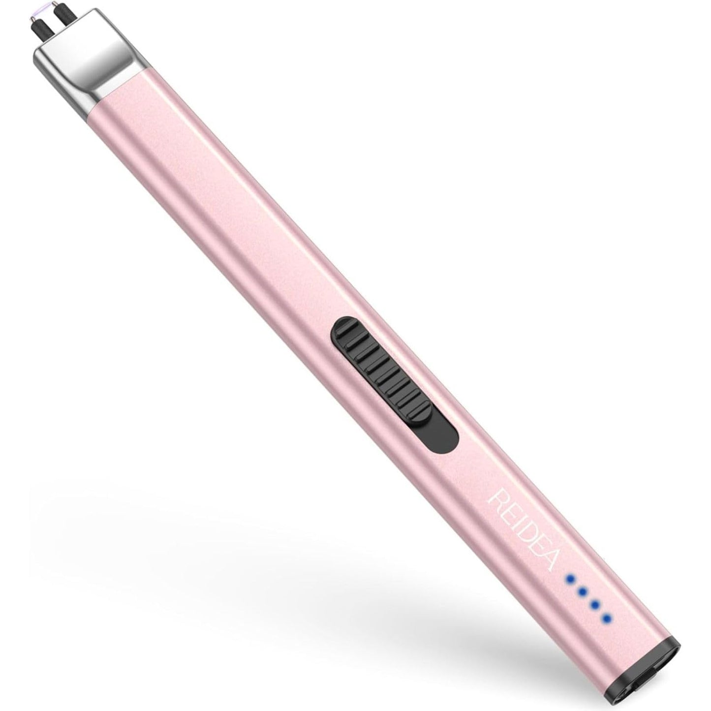 REIDEA Electronic Candle Lighter R1 Flat Lighter, Windproof Flameless USB Rechargeable Arc Lighter with Safe Button and Power Indicator for Candle, BBQ and Fireworks, Rose Gold