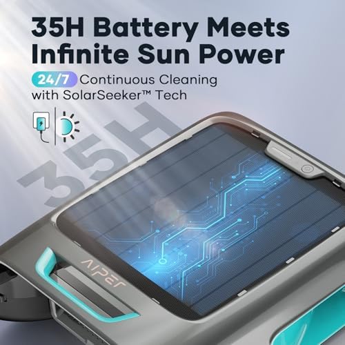 AIPER Surfer S2 Robotic Solar Pool Skimmer with APP Support, 24/7 Cleaning, Dual Charging Modes, Smart Obstacle Avoidance, Ideal for Most Swimming Pool Types