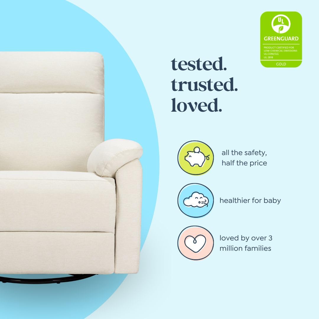 DaVinci Suzy Glider Recliner Nursery Chair - Versatile Glider Rocking Chair for Nursery and Living Room - GREENGUARD Gold, FSC & Certi-PUR US Certified - 360° Swivel Rocker Recliner - Vanilla