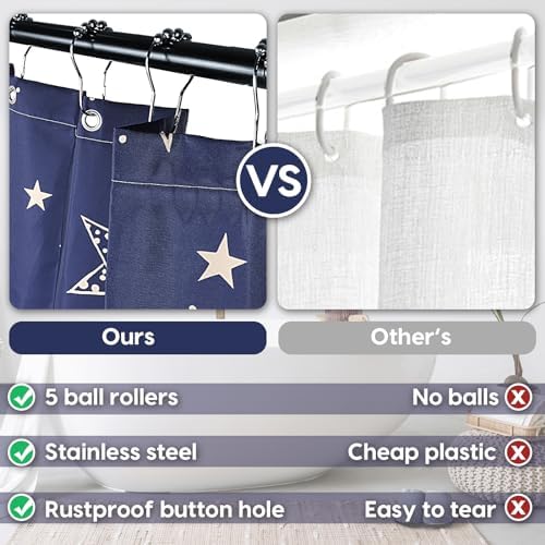 Amaredom Star Shower Curtain, Celestial Shower Curtain for Bathroom, Waterproof Fabric Shower Curtain Set, Bathroom Decoration with 12 Hooks 72x72 Inches