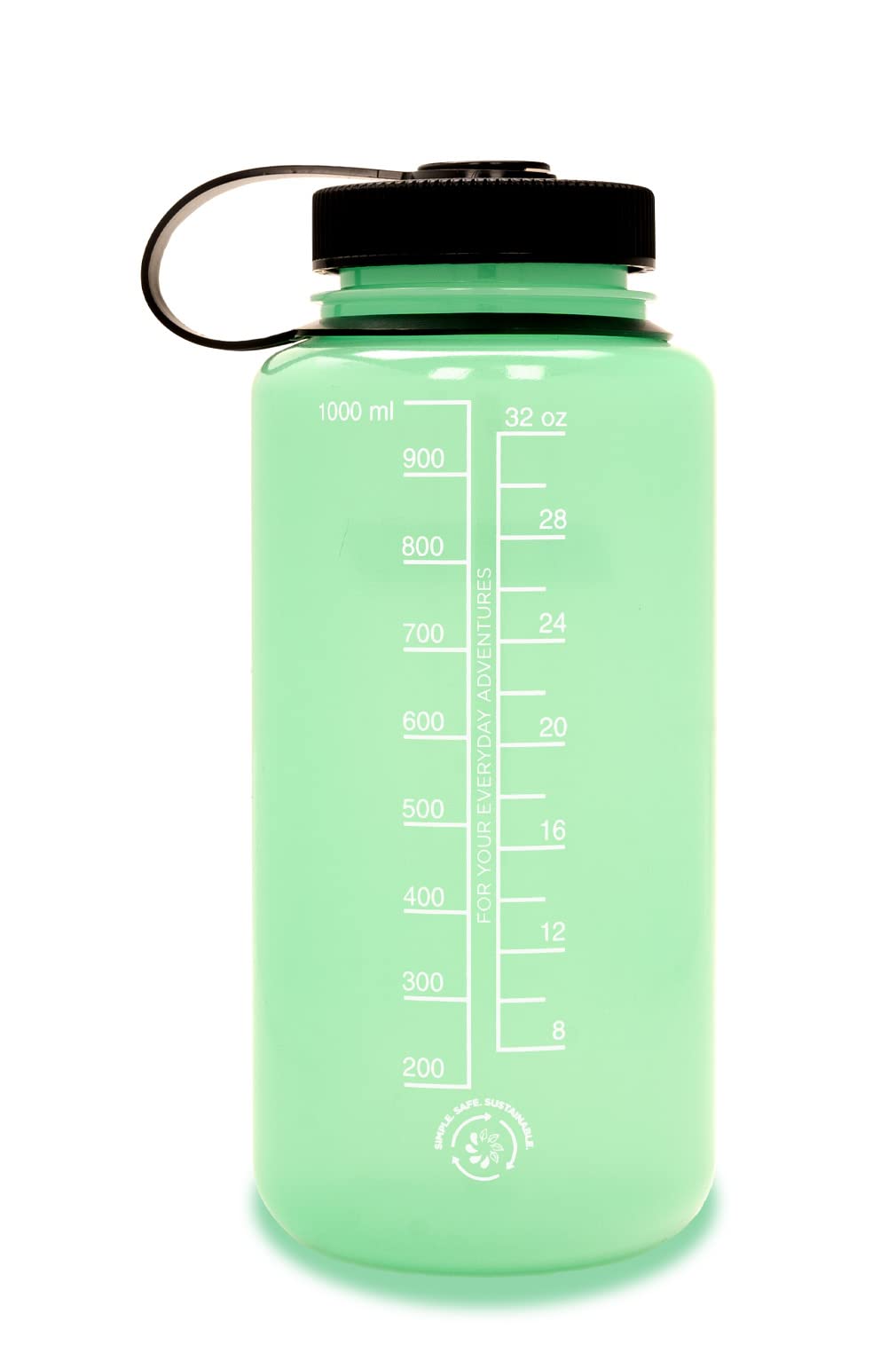Nalgene Sustain Tritan BPA-Free Water Bottle Made with Material Derived from 50% Plastic Waste, 32 OZ, Wide Mouth, Glow Green