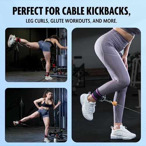 DMoose ankle cuffs - One Size Fit with Premium Padding, leg attachment for cable machine, workout ankle straps, Booty Workouts, Leg Extension, Hip Abductors