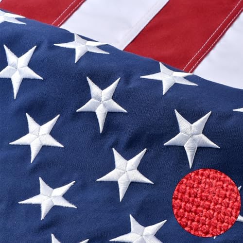 American Flags for Outside 3x5 FT-Spun Polyester US Flag with Embroidered Stars, Brass Grommets - All Weather USA Flag for Outdoor Use