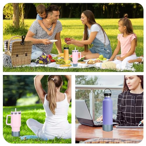 Metallic Matte Luster Silicone Boot Sleeve for Owala 24oz & Stanley/Simple Modern 20-40oz & Water Bottle 12-24oz and More Bottles with 2.8-3in Base Glitter Anti-Slip Bottom Cover (Matte Silver)