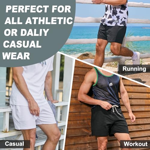 AIMPACT Mens Workout Sweat Shorts 5 Inch Cotton Casual Fitness Mens Athletic Gym Shorts with Pockets Blue