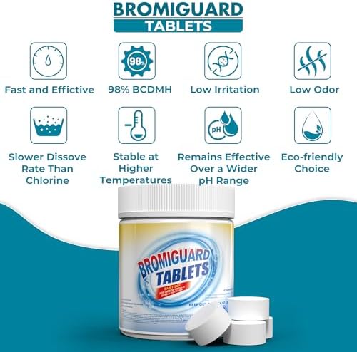1 Inch Bromine Tablets | Brominating Chemical Sanitizer for Spas, Hot Tubs or Indoor Pools - Low Odor, Less Irritation, Pre-Stabilized, Long-Lasting, Chlorine Alternative - 1.2 lbs