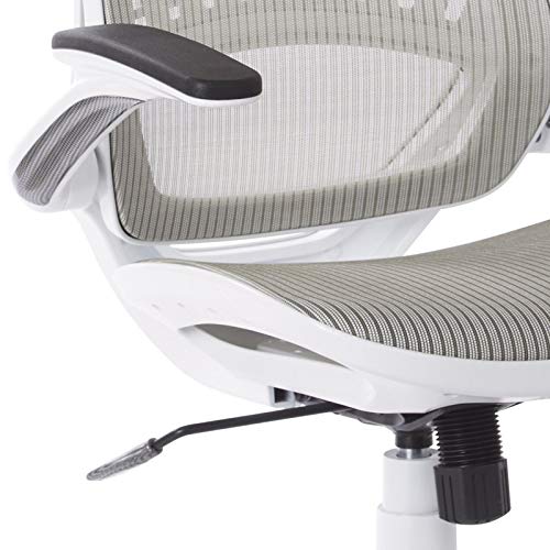 Office Star Ventilated Manager's Office Desk Chair with Breathable Mesh Seat and Back, White Base, White
