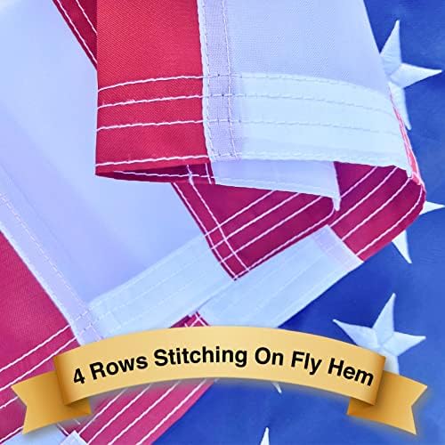 American Flag 3X5 FT Pole Sleeve Banner Style Embroidered Stars, Sewn Stripes, Heavy Duty Durable Polyester USA US Flag Outdoor Indoor Flags (Pole NOT Included)