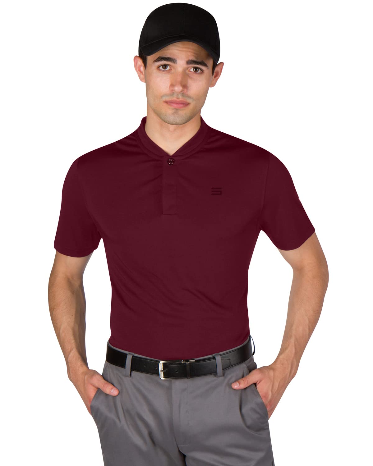 Three Sixty Six Collarless Golf Shirts for Men - Quick Dry Short Sleeve T-Shirt with 4-Way Stretch Fabric & UPF 30