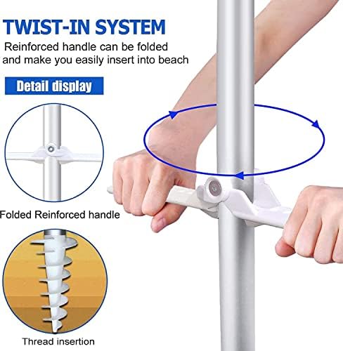 AMMSUN 6.5ft twice folded Portable beach umbrella with sand anchor windproof, Push Button Tilt and Air vent UPF 50+ Protection Fits in a large Suitcase for Patio Garden Beach Pool Backyard Blue
