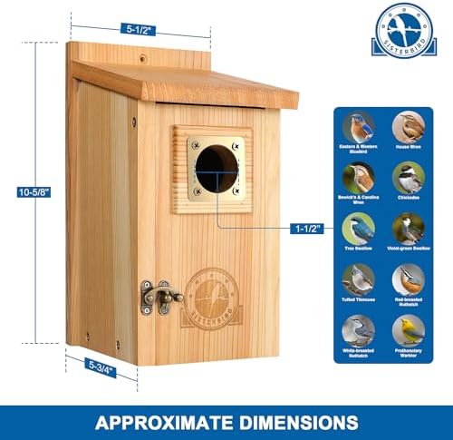 2 Pack Bird Houses for Outside Clearance with Copper Guard, Cedar Bird House Outdoor, Bluebird Finch Swallow Wren Chickadee Assembly Required
