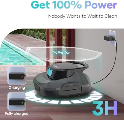 AIPER Cordless Automatic Cleaner, Pool Vacuum with Auto- Parking, Lightweight, Ideal for Above Ground Flat Pool up to 860 sq.ft.