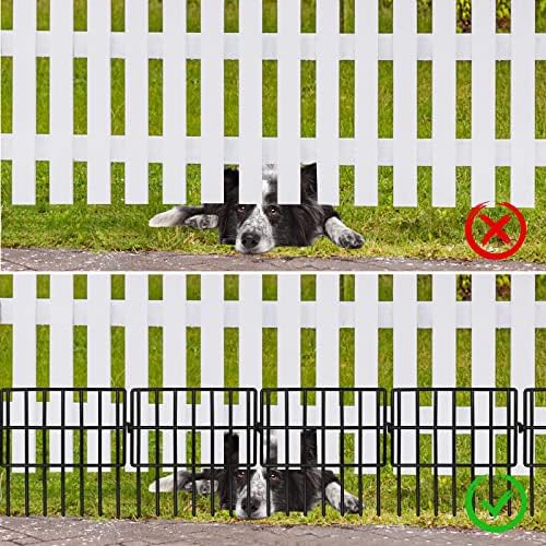 10 Pack Animal Barrier Fences, 1.5" Gap No Digging Garden Fence Panels, Metals Black Deterrent Fence for Dogs Rabbits, Decorative Fence for Outdoor Landscape Patio Total 10 ft(L)×16 in(H)