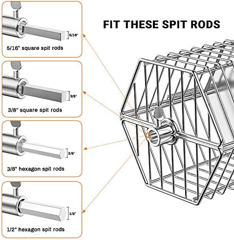 onlyfire 17 inch Stainless Steel Round Tumble Rotisserie Basket Cooking Accessory Fits for Most Grills