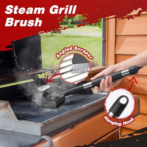 Grill Brush for Outdoor Grill - Bristle Free Grill Cleaning Brush, Black Aramid Fiber Heat-Resistant Pad, BBQ Cleaner Durable Scraper Tools for Cast Iron or Stainless-Steel Grates (Grill Brush Black)