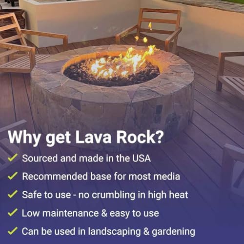 American Fireglass Small Lava Rock, 1/8" - 1/2" | Use in Fireplace, Fire Pit or Bowl | Outdoor & Indoor Volcanic Rock for Natural Gas or Propane Fires | Decorative Landscaping | 10 lb Bag