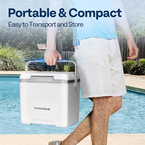 VIVOHOME 13QT Portable Pool Cooler with Handle - Hanging Poolside Design, Insulated Hard Cooler for Above-Ground Pools, Keeps Drinks Cold Up to 3 Days, Great for Pool Party, Fishing, Camping, Beach