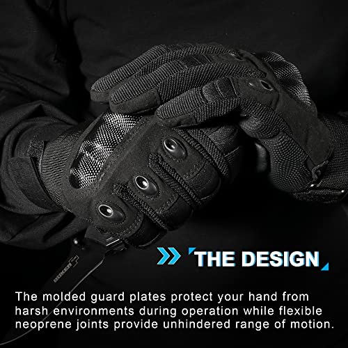 WTACTFUL Touchscreen Motorcycle Tactical Gloves for Men for Airsoft Paintball Cycling Motorbike MTB Bike ATV Hunting Hiking Riding Work Outdoor Sport Work Gloves Black Small