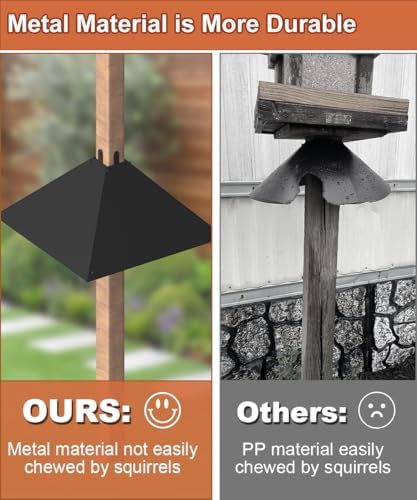 Metal Squirrel Baffle for 4x4 Post, Outside Wooden Pole Mount Squirrel Guards for Bird Feeders, 17 Inch Squirrels Deterrents Stopper to Deter Racoons, Black, 1pcs