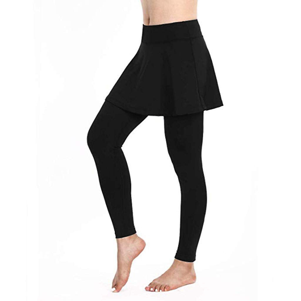 Aniywn Women's Leggings Skirt, Skirted Leggings, Active Skirt with Pockets, Tennis Pants Sports Fitness Culottes Black