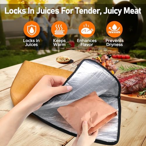 BBQ Blanket for Resting Meat 21 in Reusable Insulated Smoker Grilling Meat Resting Bag with Dual Zippers, Wide Mouth Design for Large Briskets/Pork Shoulders/Turkeys, Grill Gifts
