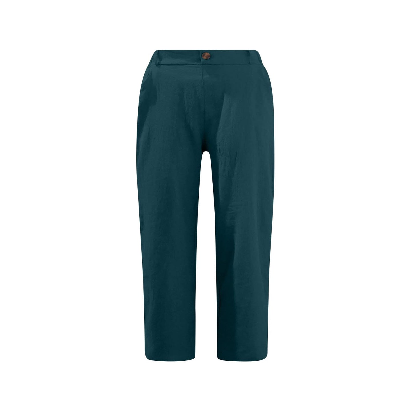APIVOE Linen Capri Pants for Women Summer Casual Elastic Waist Cropped Pants Cotton Wide Leg Plus Size Capris with Pockets