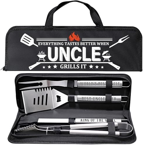 Uncle Gifts from Nephew, Gifts for Uncle Fathers Day, Grilling Accessories, Heavy Duty Stainless Steel Grill Set BBQ Grill Tools for Outdoor Grill with Aluminum Case, Camping Grill Utensils Set