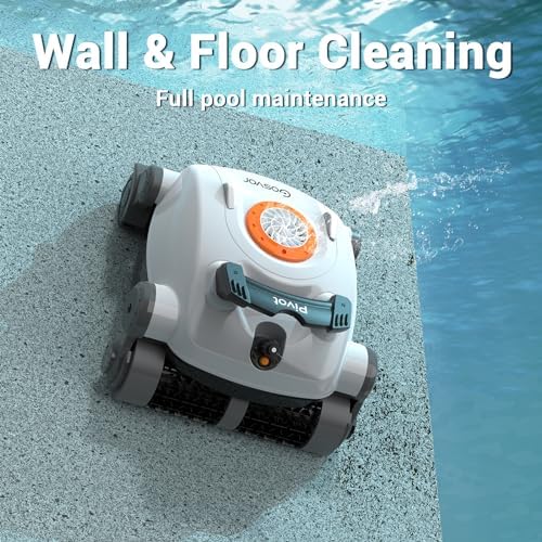 Pivot Cordless Robotic Cleaner,Wall Climbing,Extended Battery Life,Self-Parking,Automatic Pool Vacuum for Inground Pools up to 1,100 Sq.ft,White