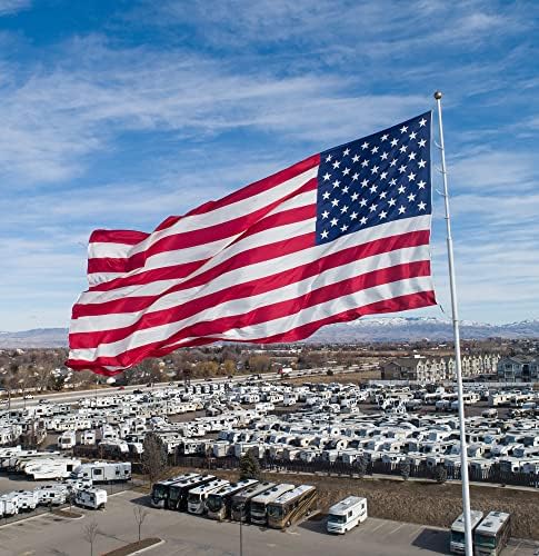 American Flag 3x5 ft for Outside, Heavy Duty USA Longest Lasting, Tough 210D US Flags with Embroidered Stars, Sewn Stripes, Brass Grommets, Indoor/Outdoor All Weather Use