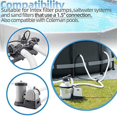 1.5" Pool Pump Hose for Intex Sand Filter Pumps & Saltwater Systems, 29060E Pool Filter Hose for Intex & Coleman Above Ground Pools Parts- 59" Long replacement hoses (Set of 2)