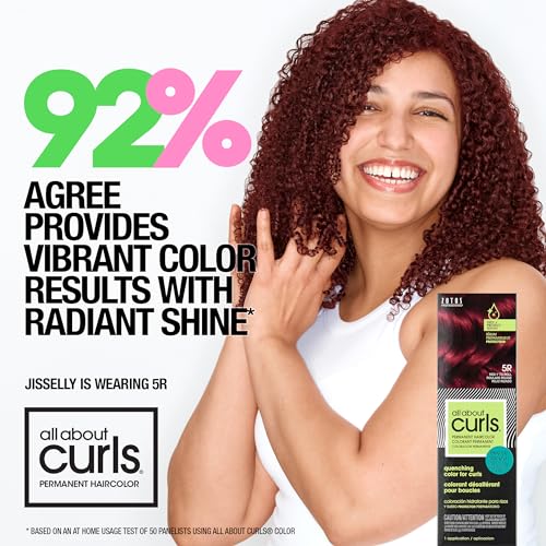 All About Curls 5R Red-y to Roll Permanent Hair Color (Prep + Protect Serum & Hair Dye for Curly Hair) - 100% Grey Coverage, Nourished & Radiant Curls