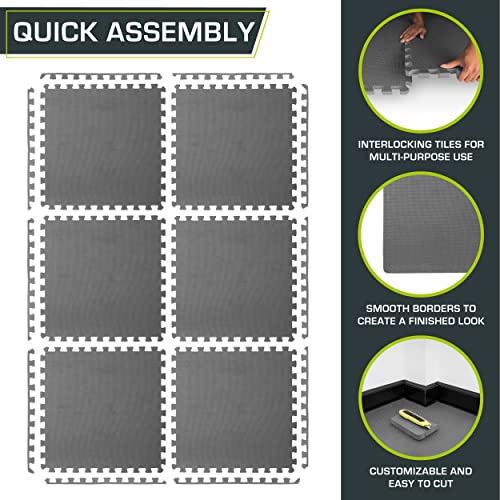 ProsourceFit Extra Thick Puzzle Exercise Mat ¾” and 1", EVA Foam Interlocking Tiles for Protective, Cushioned Workout Flooring for Home and Gym Equipment