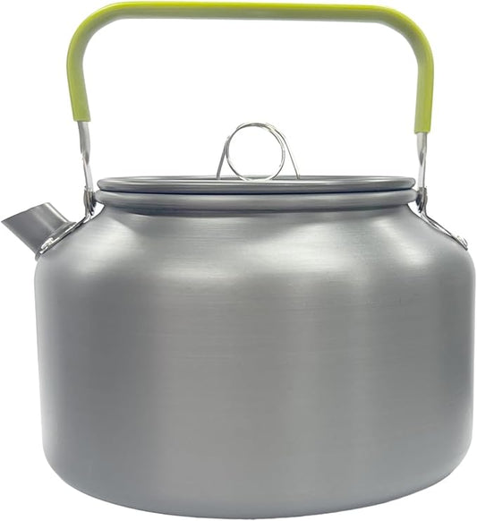 1.8L Camping Kettle, Hard-Anodized Aluminum Portable Campfire Kettle for Open Fire, Outdoor Camp Tea Coffee Pot for Stove Top, Backpacking, Hiking, Picnic and Traveling