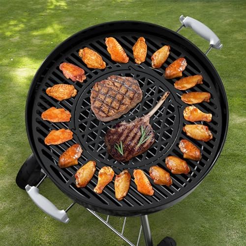 Skyflame Charkettle 2-in-1 Cast Iron 21.5 Inch Grill Grate Replacement Gourmet BBQ System, Compatible with Weber 22-1/2 inch Kettle Charcoal Grills