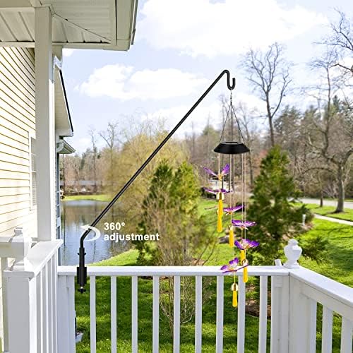 ERYTLLY Extended Reach Deck Hook Wall Pole Wall Mounted Deck Hook Extensible and Adjustable 28 inch to 43 inch Wall Bracket for Hanging Bird Feeder,Plants,Wind Chimes,Lanterns 2 Packs