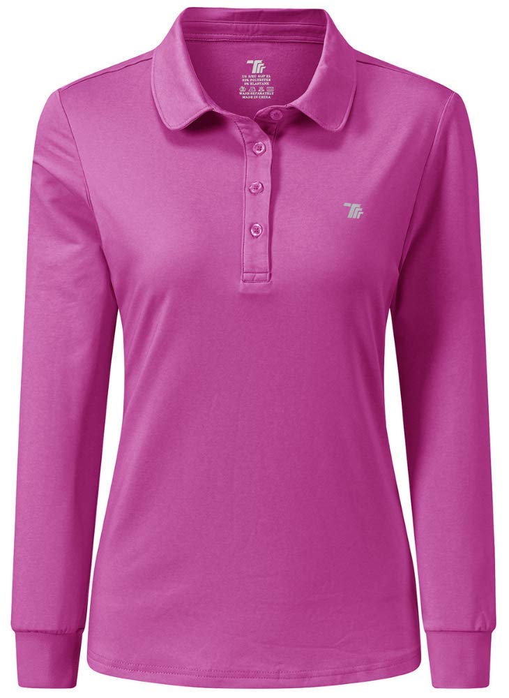 AIRIKE Golf Polo Shirts for Women Long Sleeve Colourful Quick-Dry Workwear & Activewear-Womens Athletic Apparel Purple