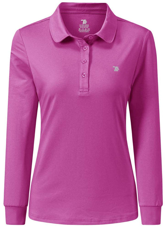 AIRIKE Golf Polo Shirts for Women Long Sleeve Colourful Quick-Dry Workwear & Activewear-Womens Athletic Apparel Purple