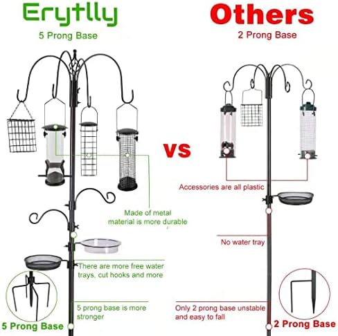 ERYTLLY Bird Feeding Station Kit Bird Feeder Pole Wild Bird Feeder Hanging Kit Planter Hanger Multi Feeder Hanging with Metal Suet Feeder Bird Bath for Attracting Wild Birds