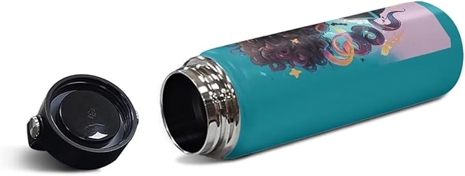 Afro American African Water Bottle 18 oz Insulated Water Bottles with Handle Flask Wide Mouth Bottle Vacuum Stainless Steel Metal Water Bottle for Sports, Gym, Office