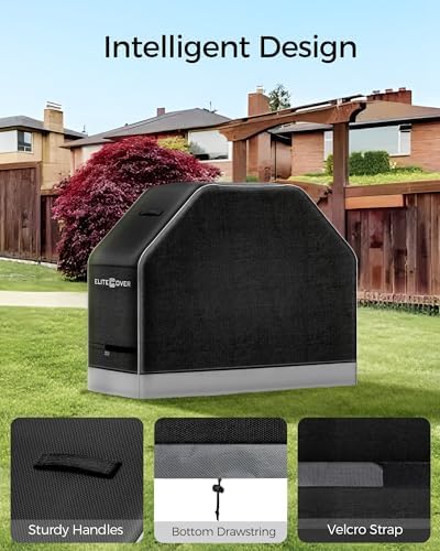 EliteCover 60 Inch 600D Heavy Duty Grill Cover for Outdoor Grill with Waterproof,UV & Fade Resistant, Black