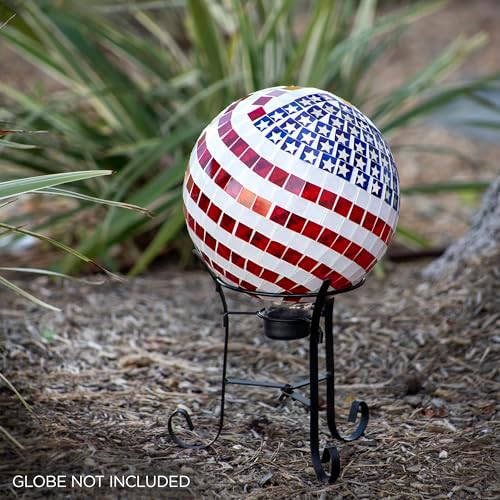 Alpine Corporation 10 Inch Tall Metal Stand fits one 8 Inch or 10 Inch Gazing Globe, Black