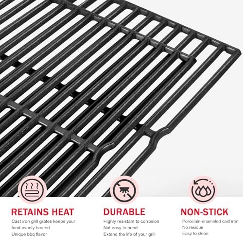GGC 7522 7521 15" Grill Grates Replacement for Weber Genesis Silver A, Cast Iron Grate Grid for Weber Spirit E/S 200 E/S210, Spirit 500