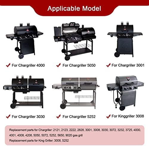 GGC Grill Grates Replacement for Chargriller 3001, 5050, 3008, 3030, 3725, 4000, 5252, King Griller 3008, 5252 and Others, 4 PCS Dumb Light Cast Iron Cooking Grid Grate(19 3/4" x 6 3/4" Each)